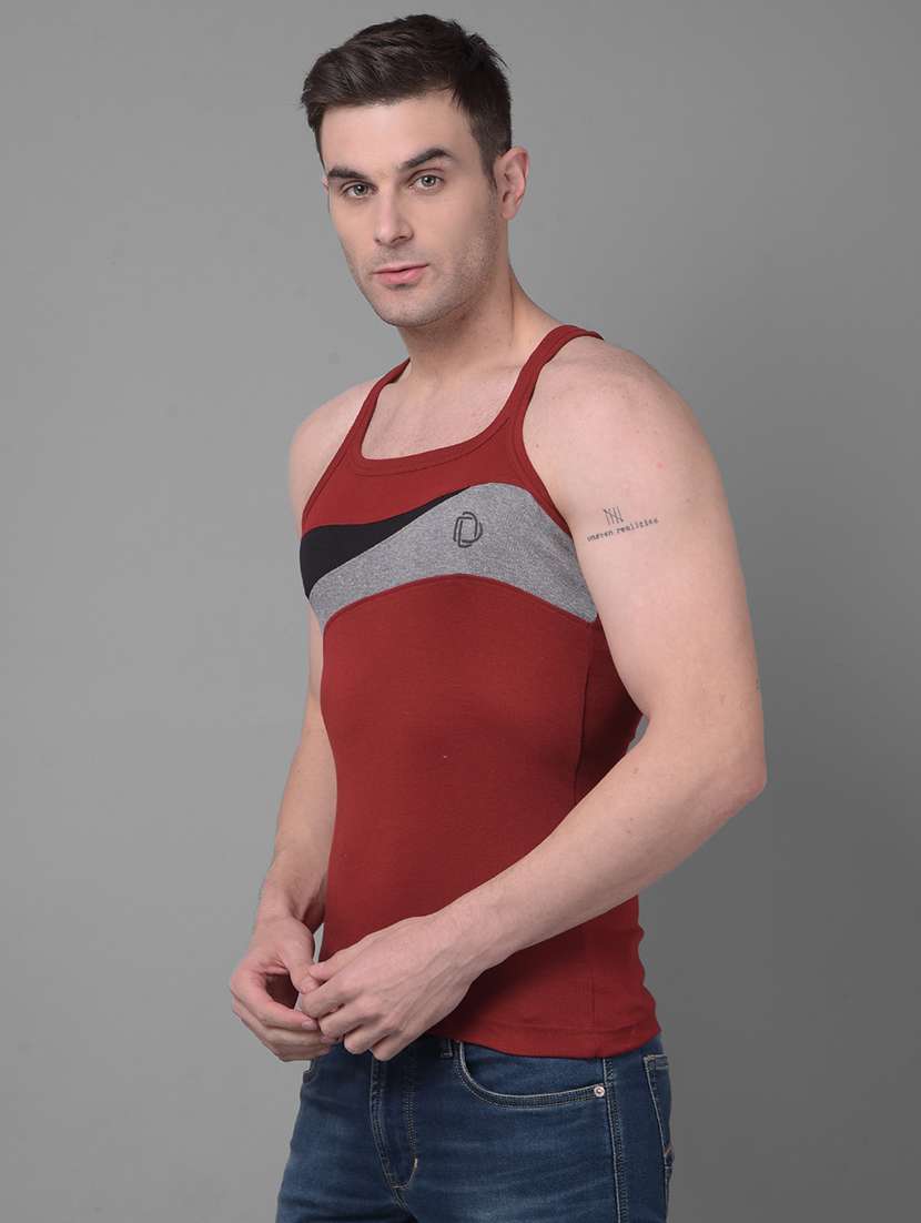 men pack of 3 color block square neck vest - 21970269 -  Standard Image - 1