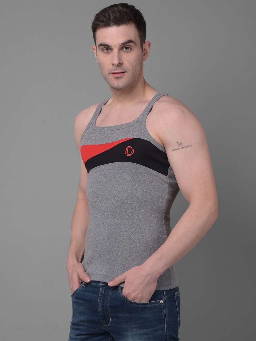 men pack of 3 color block square neck vest - 21970270 -  Standard Image - 1