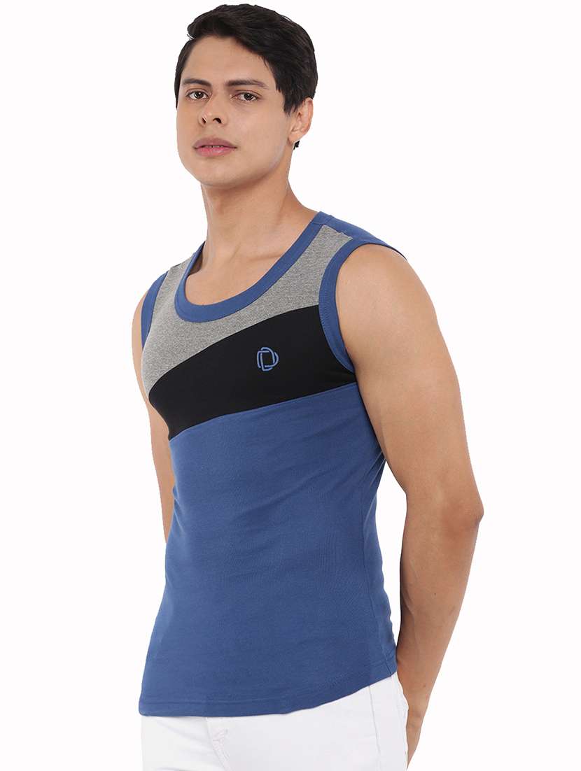 men pack of 5 color block round neck vest - 21970280 -  Standard Image - 1