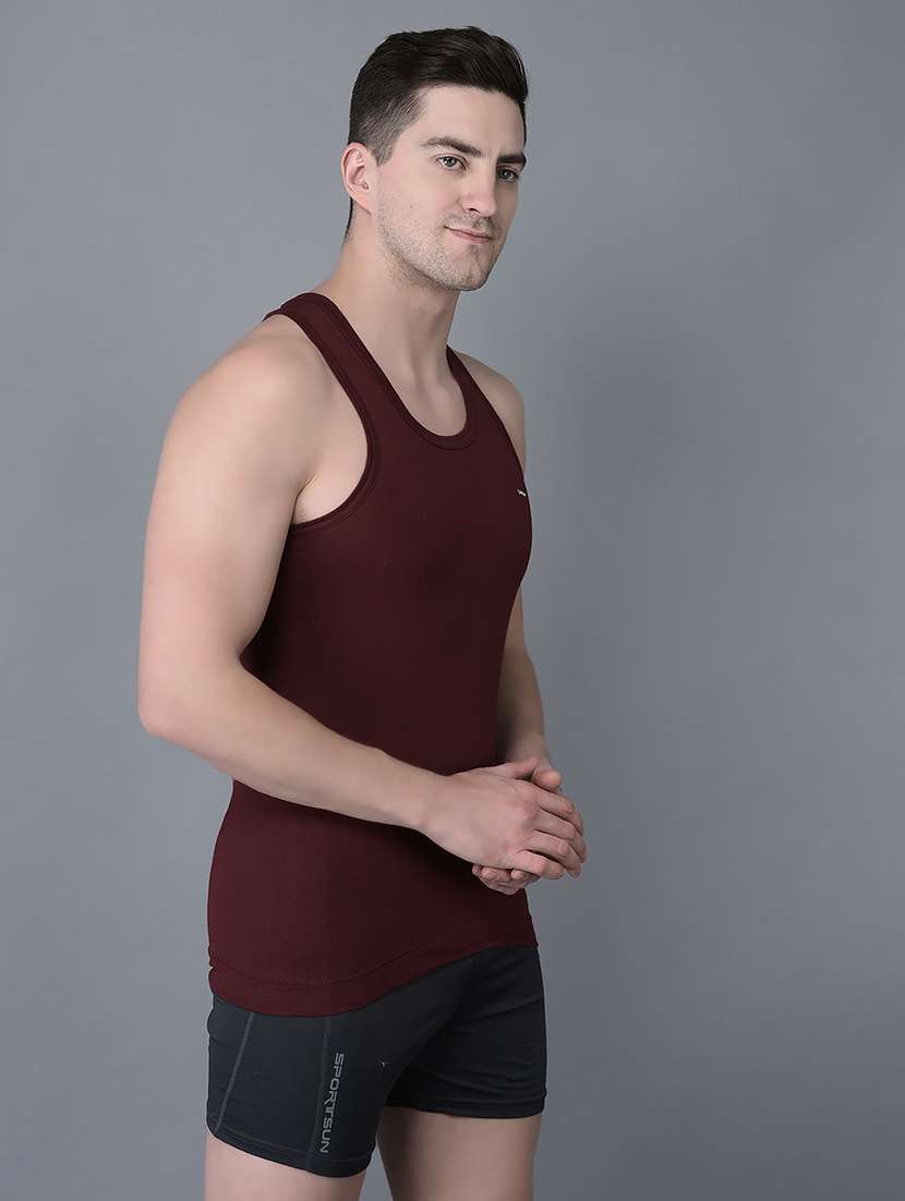 men pack of 7 solid scoop neck vest - 21970339 -  Standard Image - 1