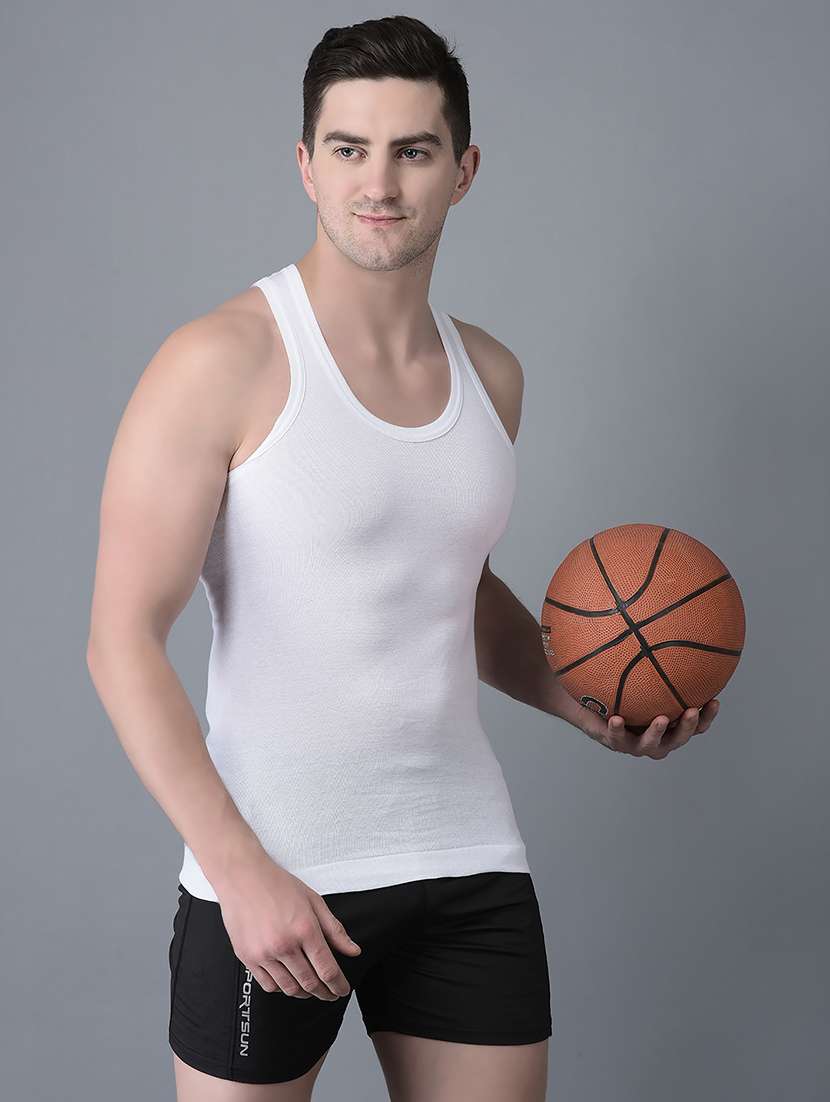 men pack of 7 solid scoop neck vest - 21970395 -  Standard Image - 1