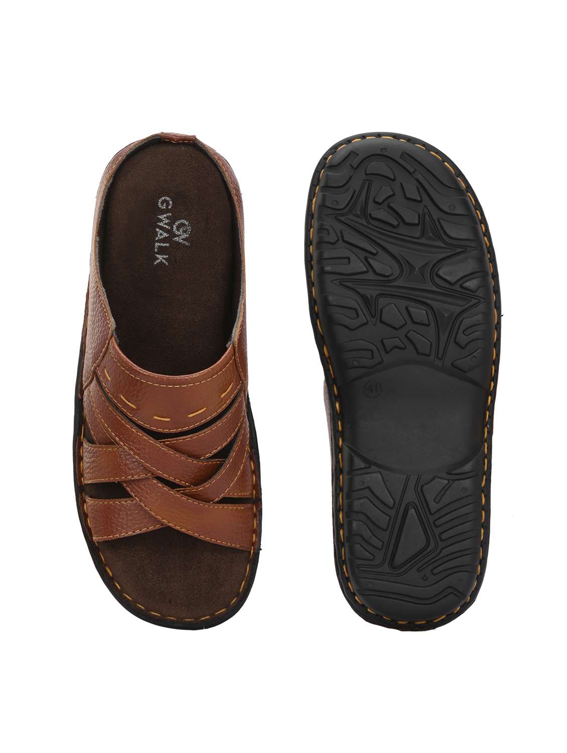 men tan slip on sandal - 21970420 -  Standard Image - 6