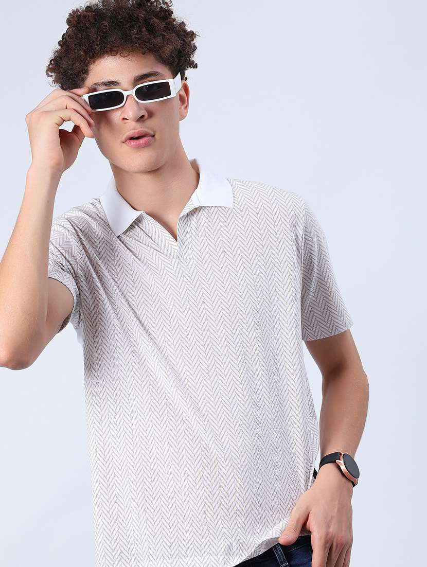 men printed short sleeve regular fit polo t-shirt