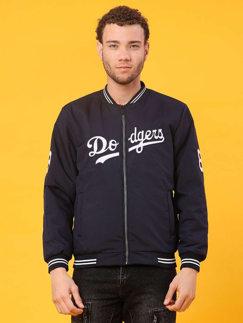 men typographic long sleeve regular fit bomber jacket - 21970523 -  Standard Image - 1