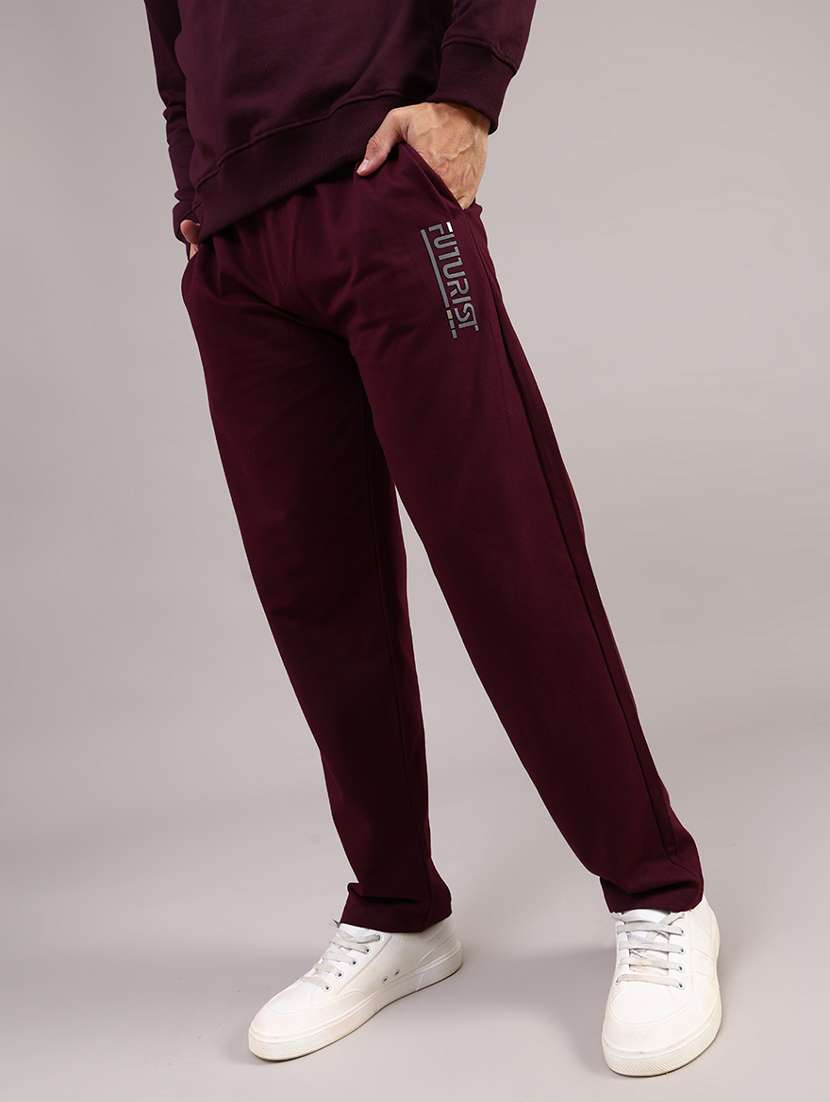 men solid mid rise full length track pant