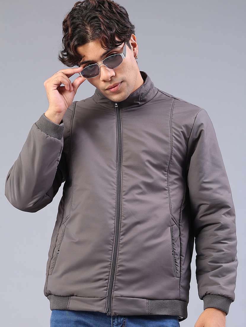 men solid long sleeve lightweight bomber jacket