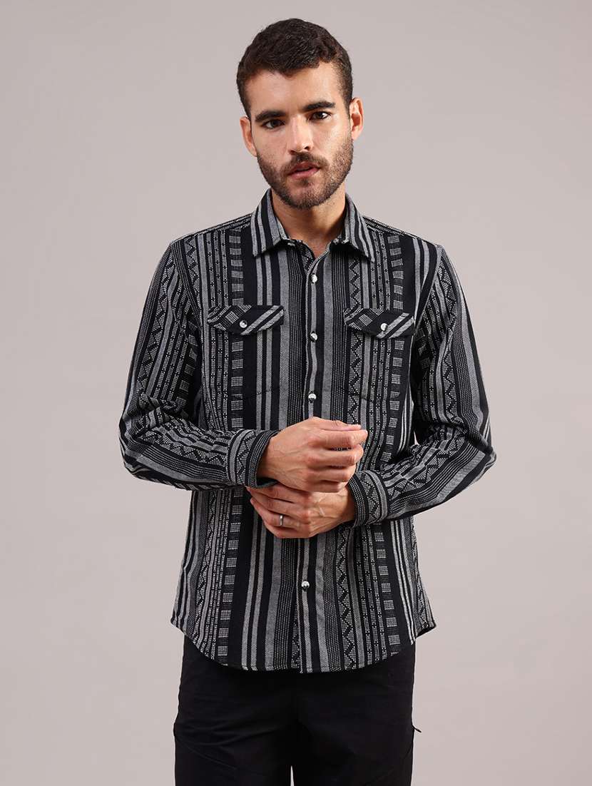 men self design long sleeve regular fit casual shirt - 21970572 -  Standard Image - 1