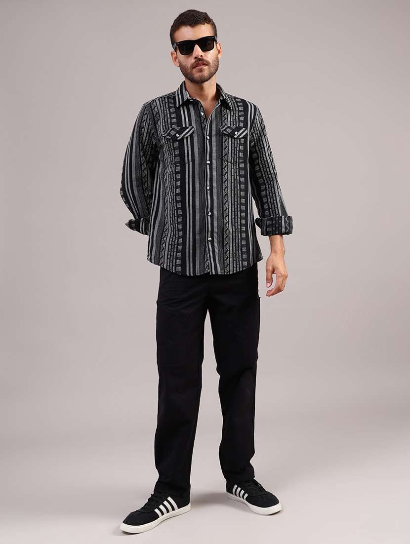 men self design long sleeve regular fit casual shirt - 21970572 -  Standard Image - 4