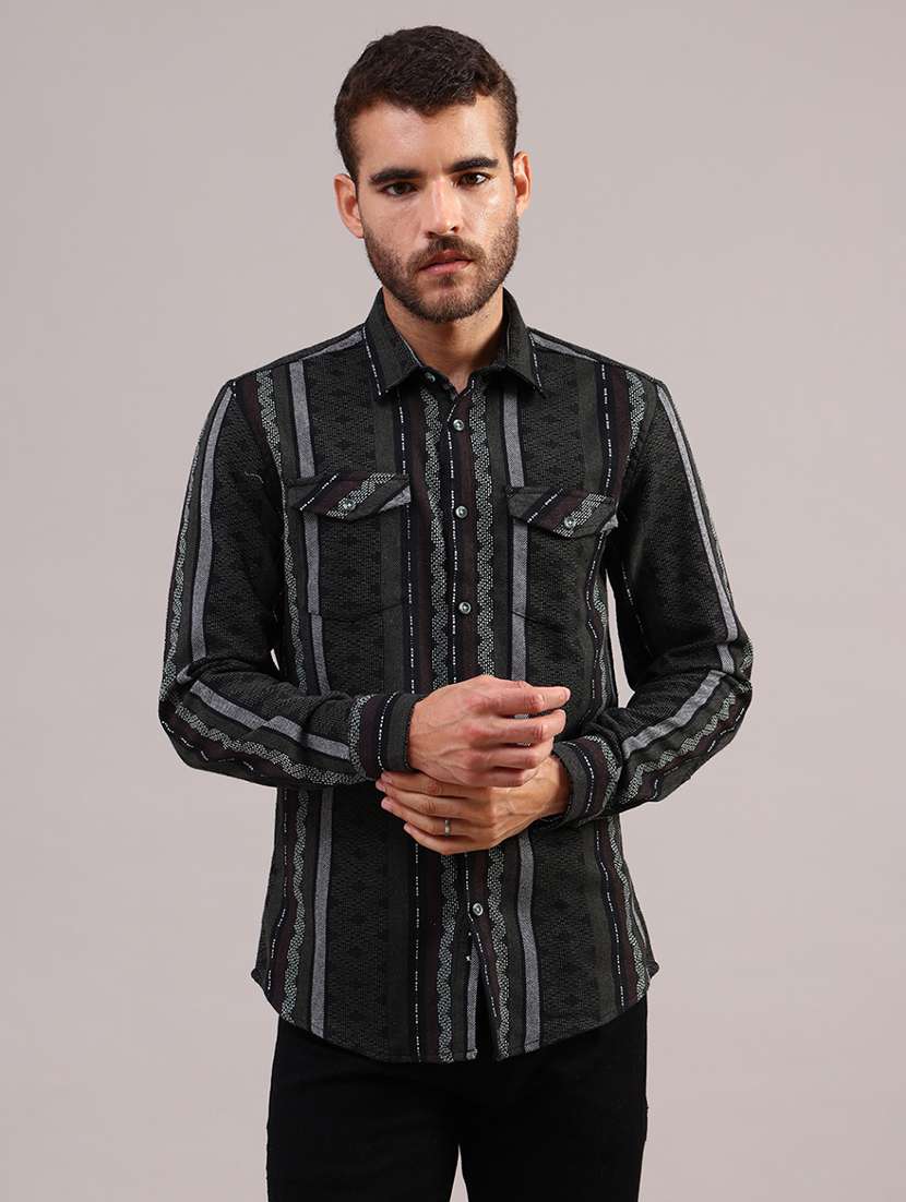 men self design long sleeve regular fit casual shirt - 21970573 -  Standard Image - 1