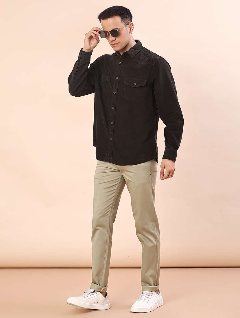 men solid collared long sleeve shacket - 21970624 -  Standard Image - 4