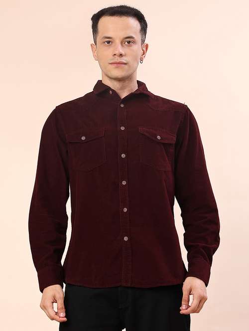 men solid collared long sleeve shacket - 21970625 -  Standard Image - 0