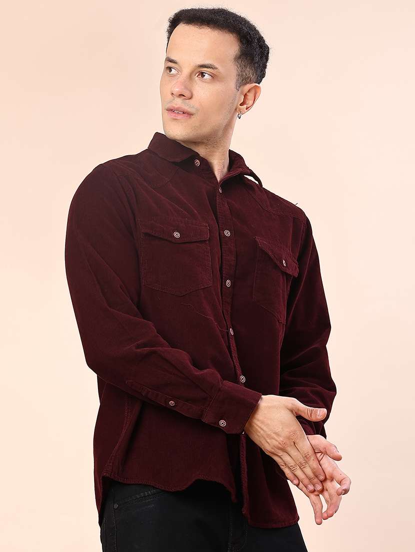 men solid collared long sleeve shacket - 21970625 -  Standard Image - 1