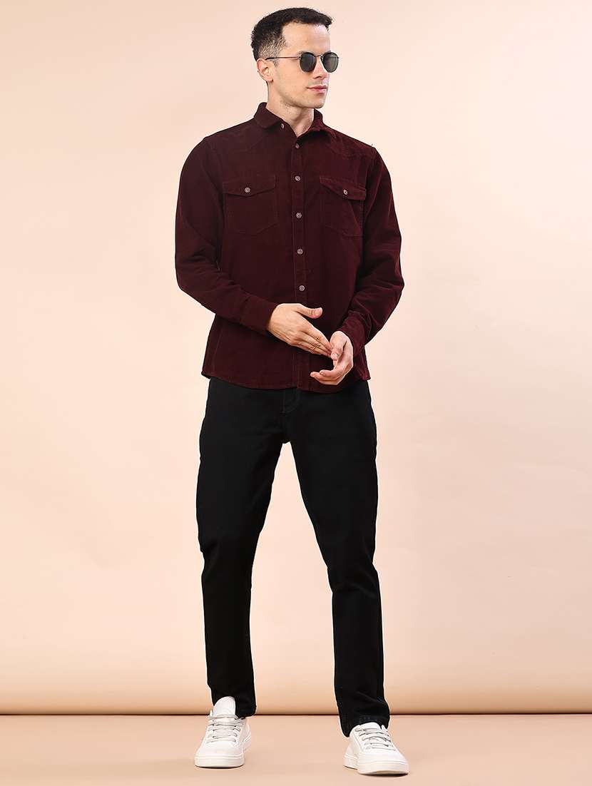 men solid collared long sleeve shacket - 21970625 -  Standard Image - 4