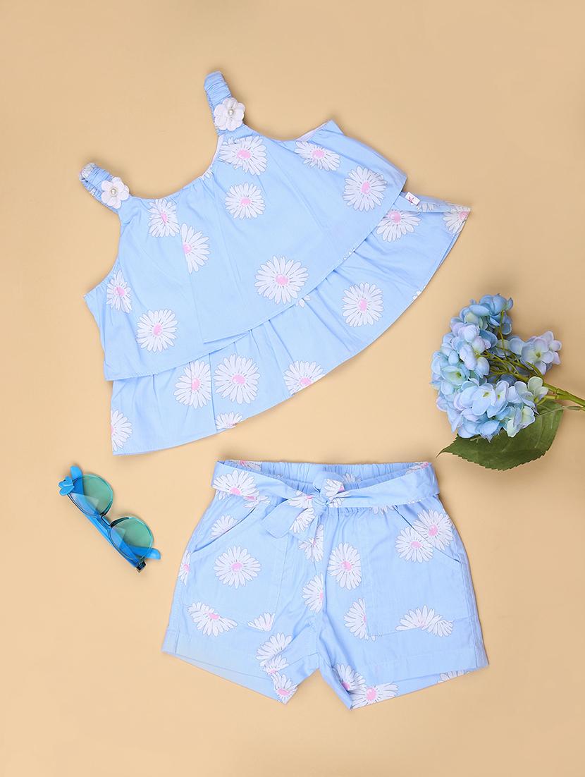 girls floral print shoulder strao co-ord set - 21970654 - Standard Image - 1