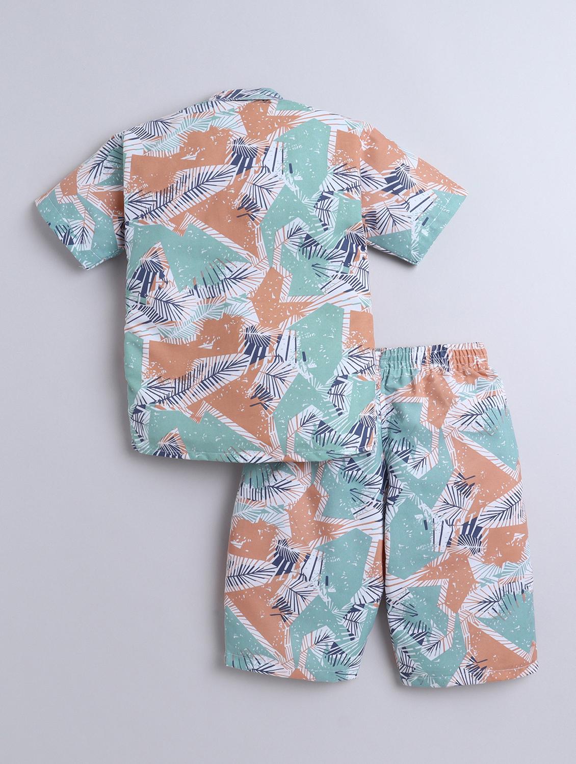boys printed shirt and shorts co-ord set - 21970696 - Standard Image - 1