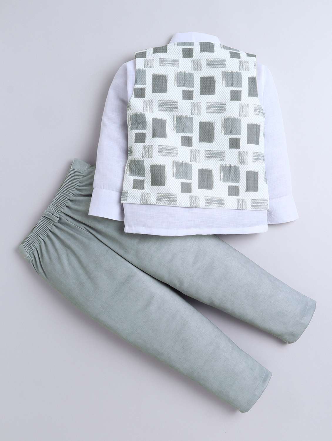 boys printed waistcoat and trouser set - 21970712 -  Standard Image - 1