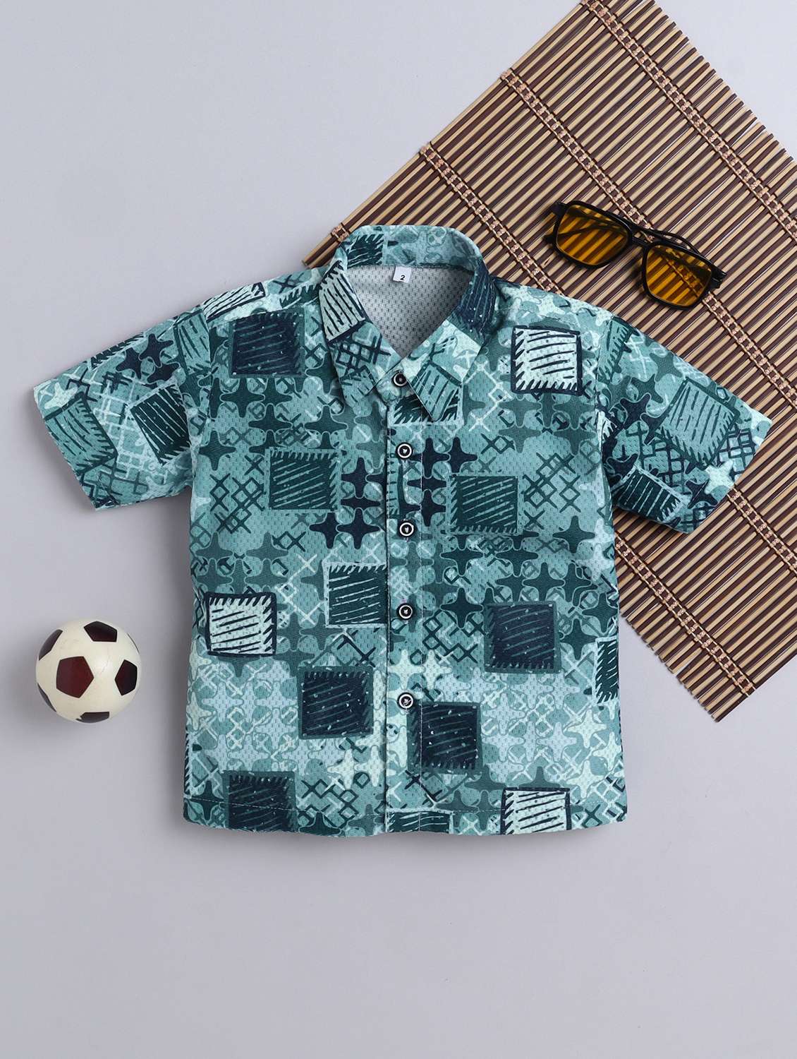boys printed collarerd short sleeve shirt