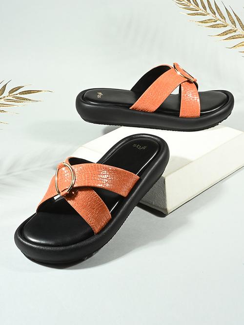 women brown slip on sandal - 21970876 - Standard Image - 0