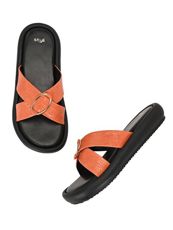 women brown slip on sandal - 21970876 -  Standard Image - 1