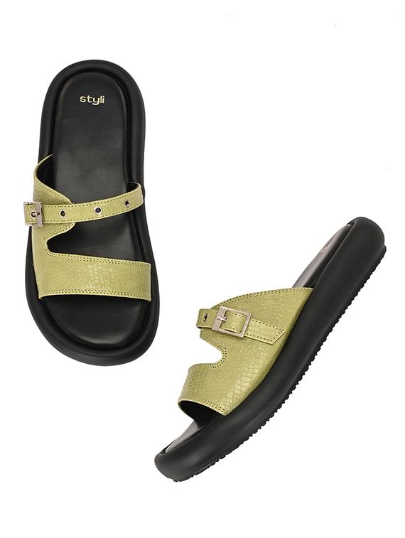 women green slip on sandal - 21970877 -  Standard Image - 1