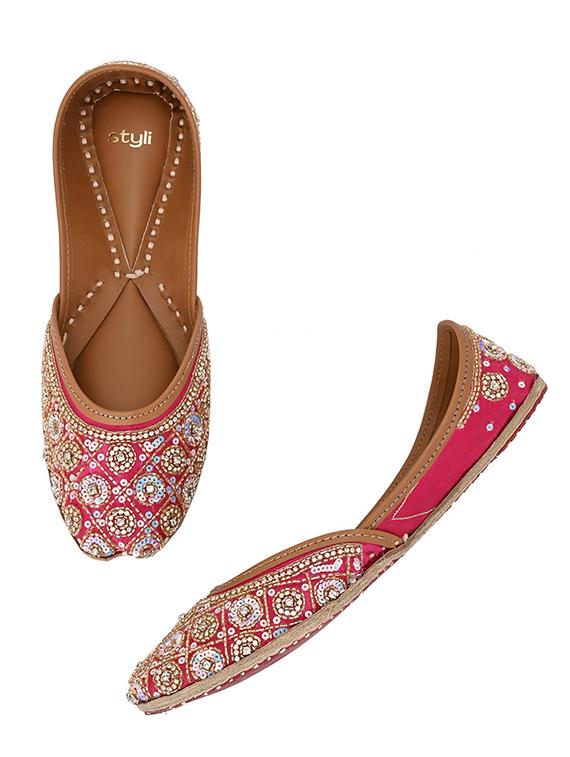 women pink embellished slip on juti - 21970879 -  Standard Image - 1