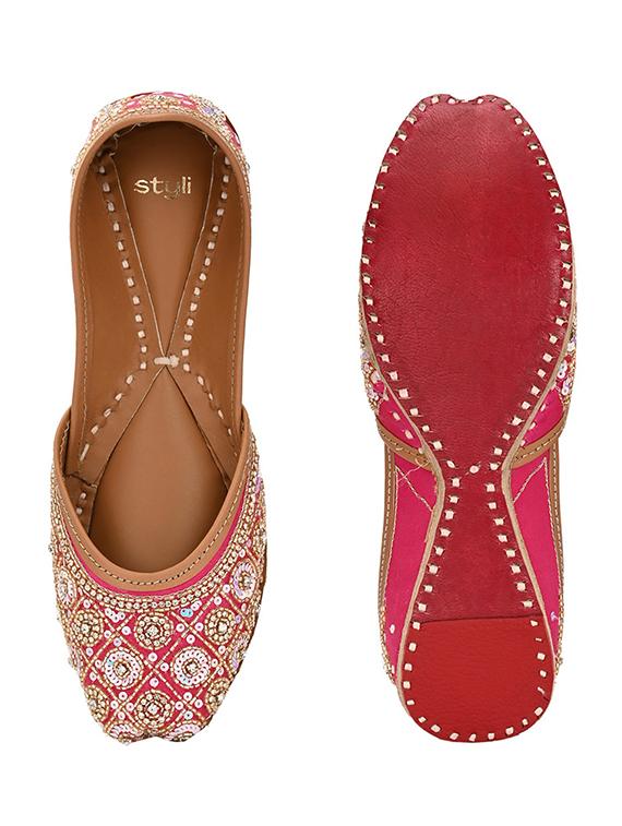 women pink embellished slip on juti - 21970879 - Standard Image - 6