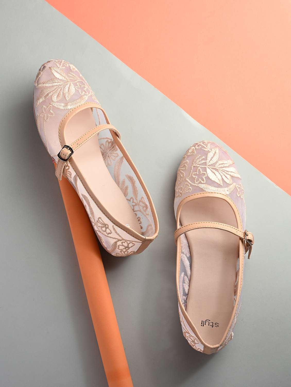 women peach slip on ballerina