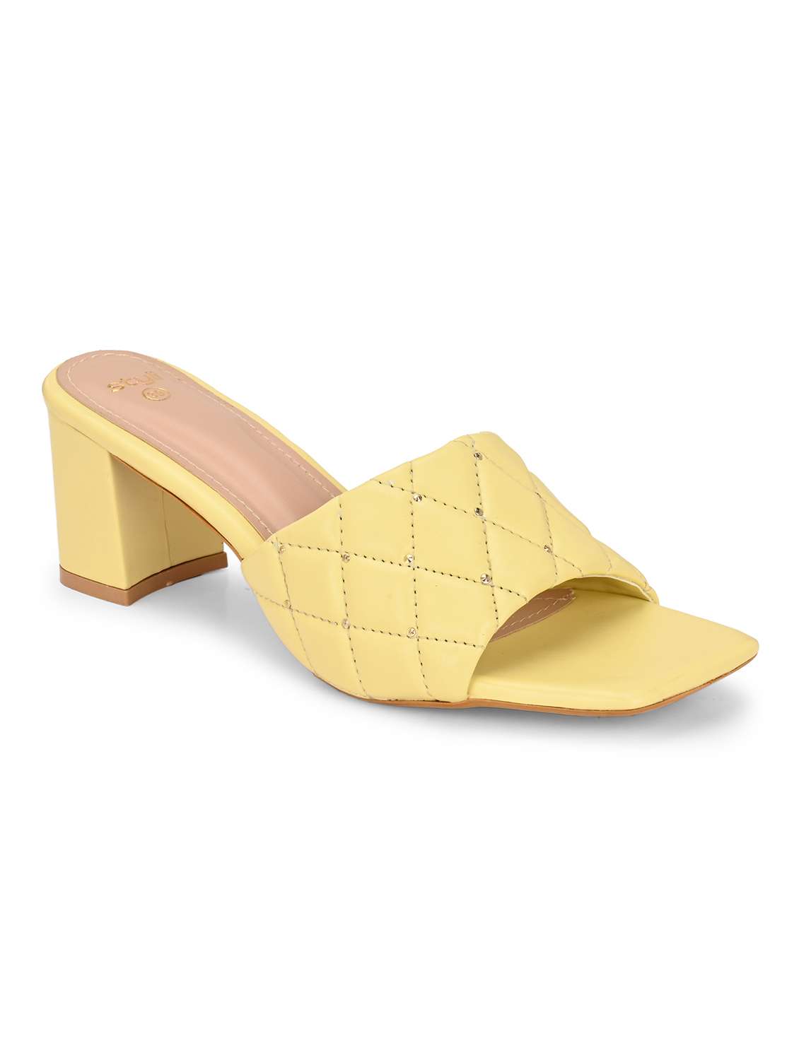 women yellow solid slip on block heel  - 21970885 -  Standard Image - 1