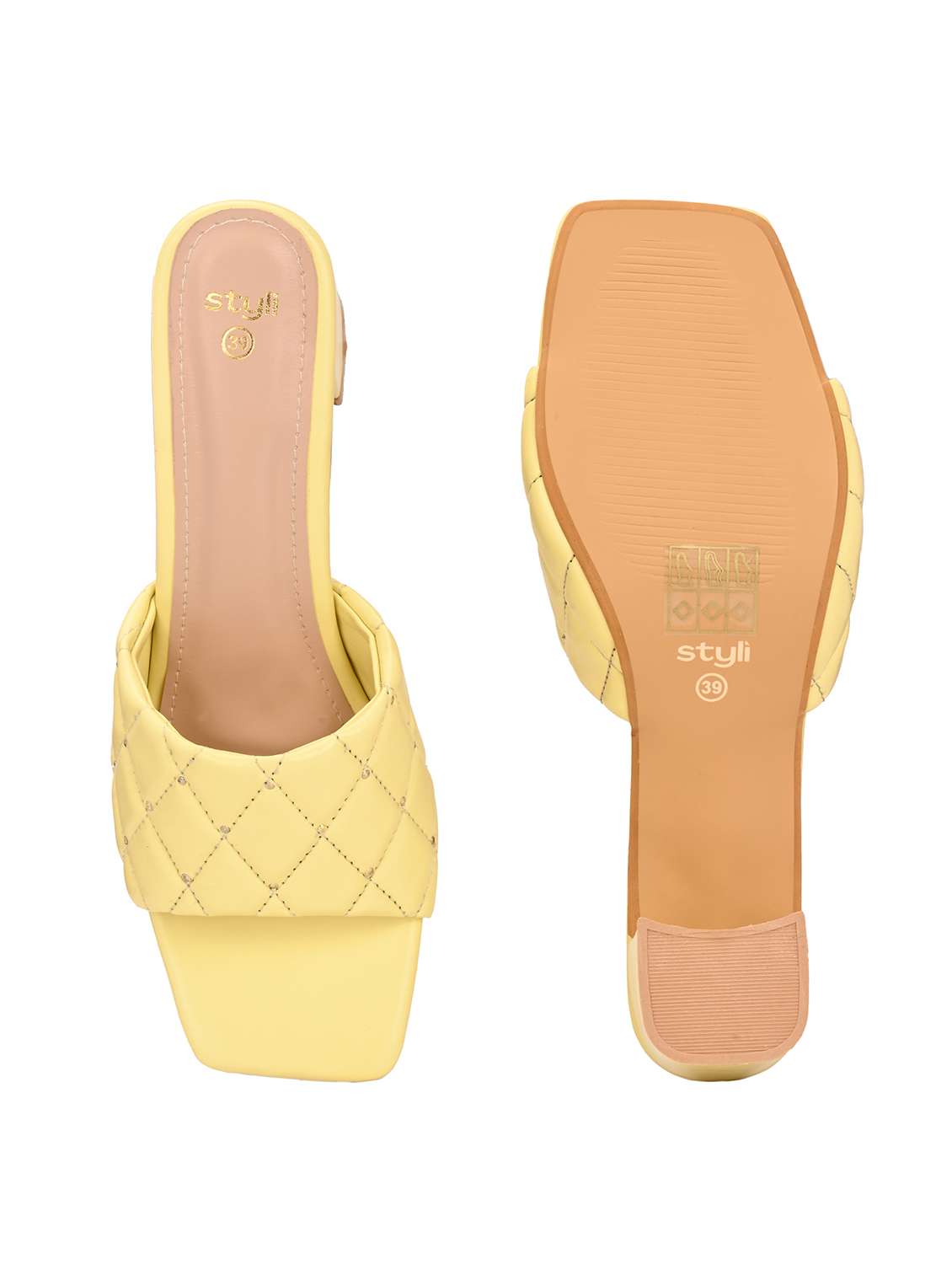 women yellow solid slip on block heel  - 21970885 -  Standard Image - 4