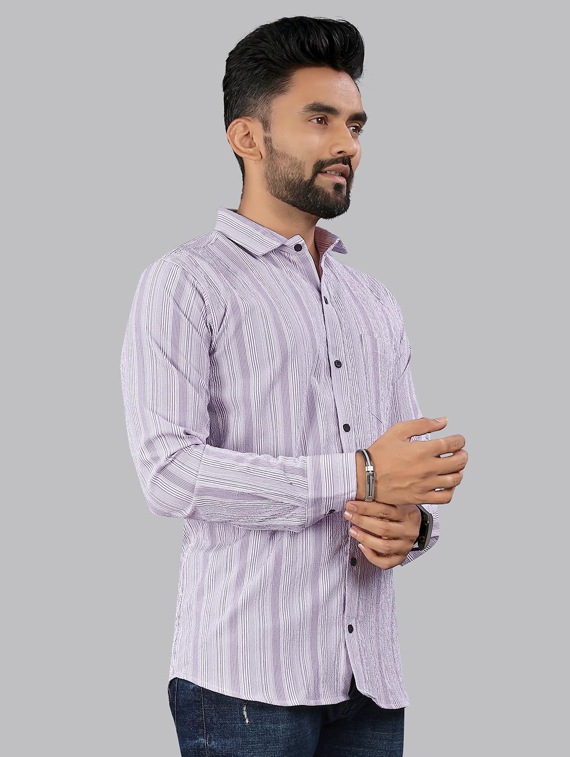 purple cotton lycra casual shirt - 21970889 - Standard Image - 1
