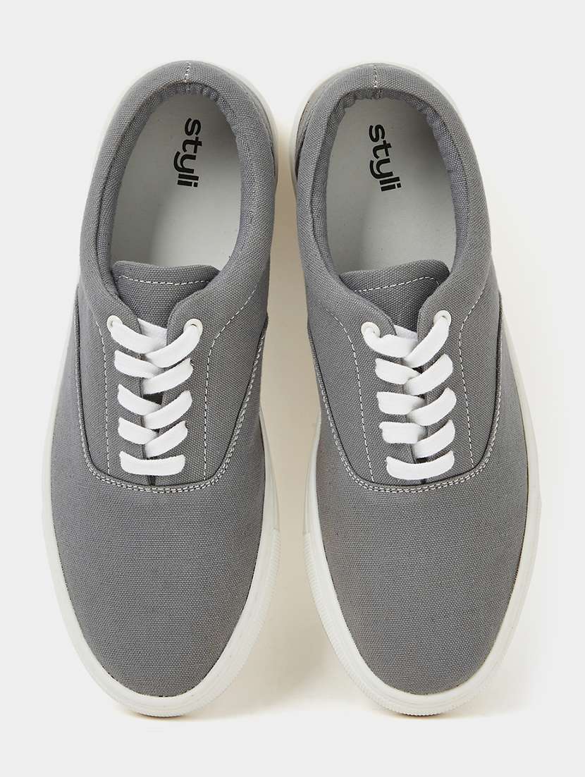 men grey lace up sneaker - 21970907 -  Standard Image - 4