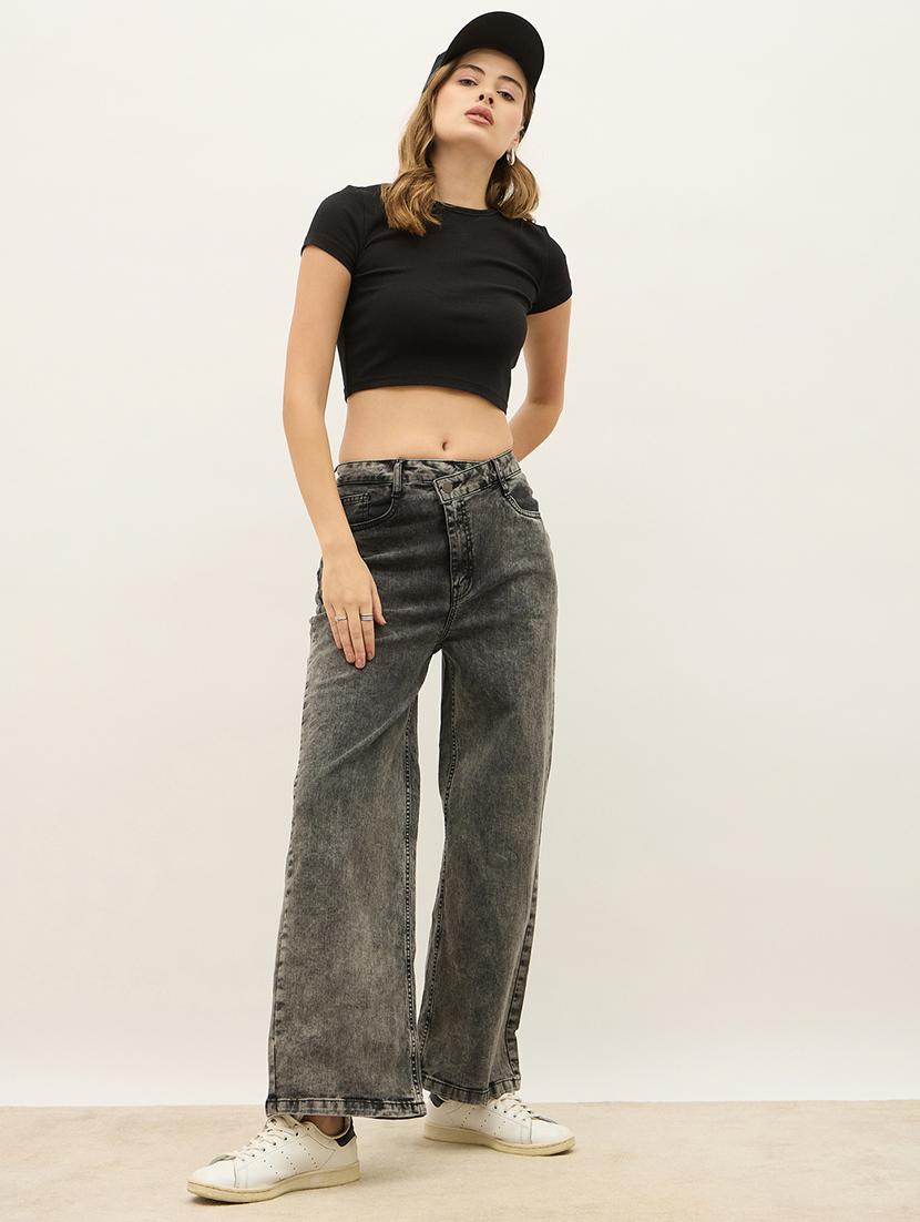 women washed mid rise wide leg jean - 21970924 - Standard Image - 4