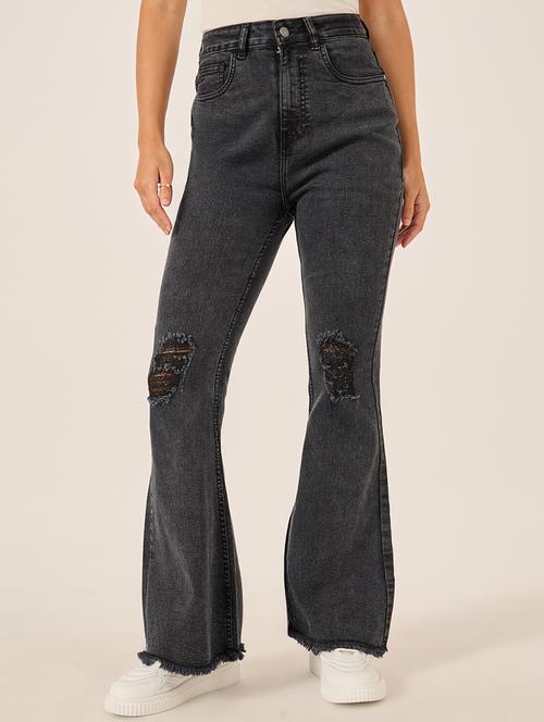 women distressed high rise bootcut jean - 21970926 -  Standard Image - 0