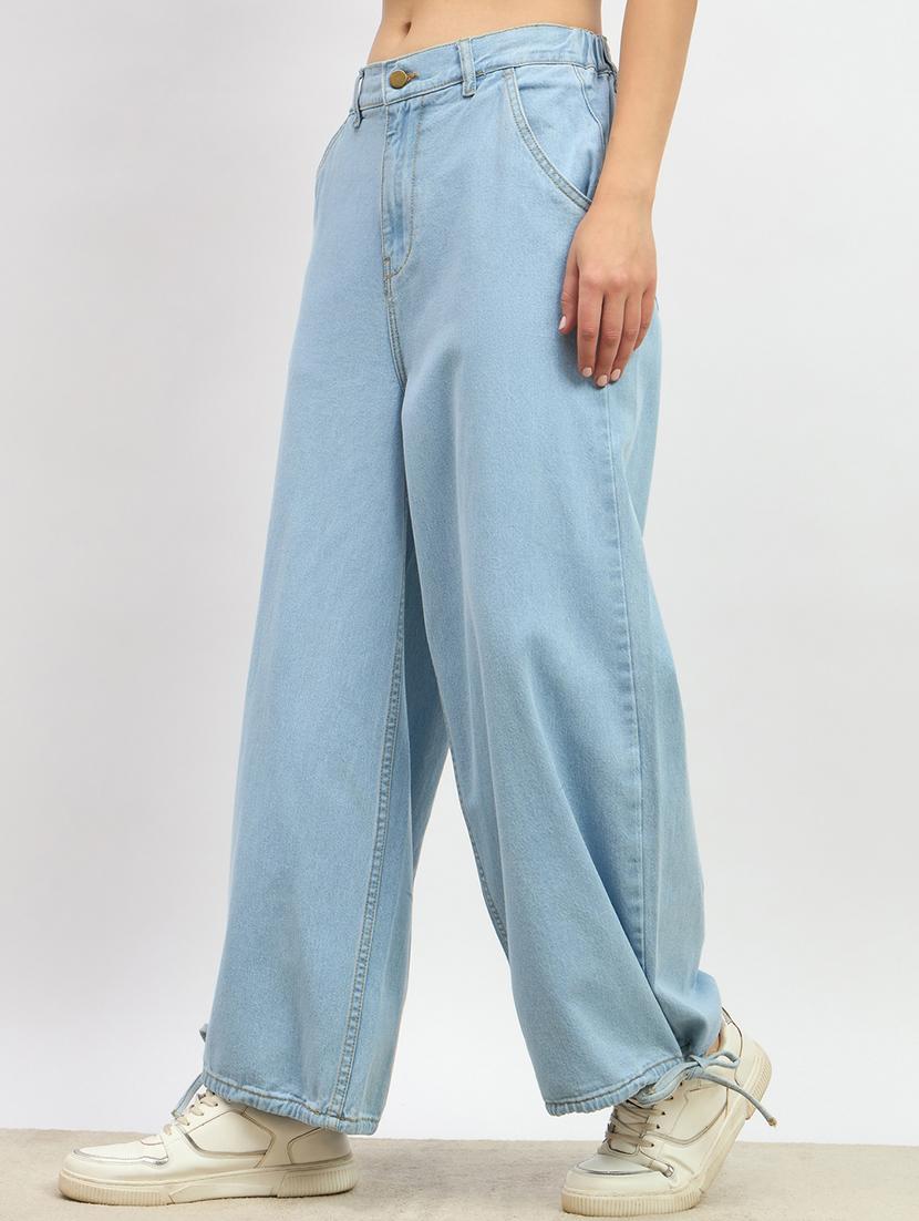 women solid high rise wide leg jean - 21970927 -  Standard Image - 1