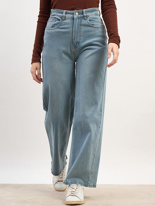 women solid high rise wide leg jean - 21970932 -  Standard Image - 0