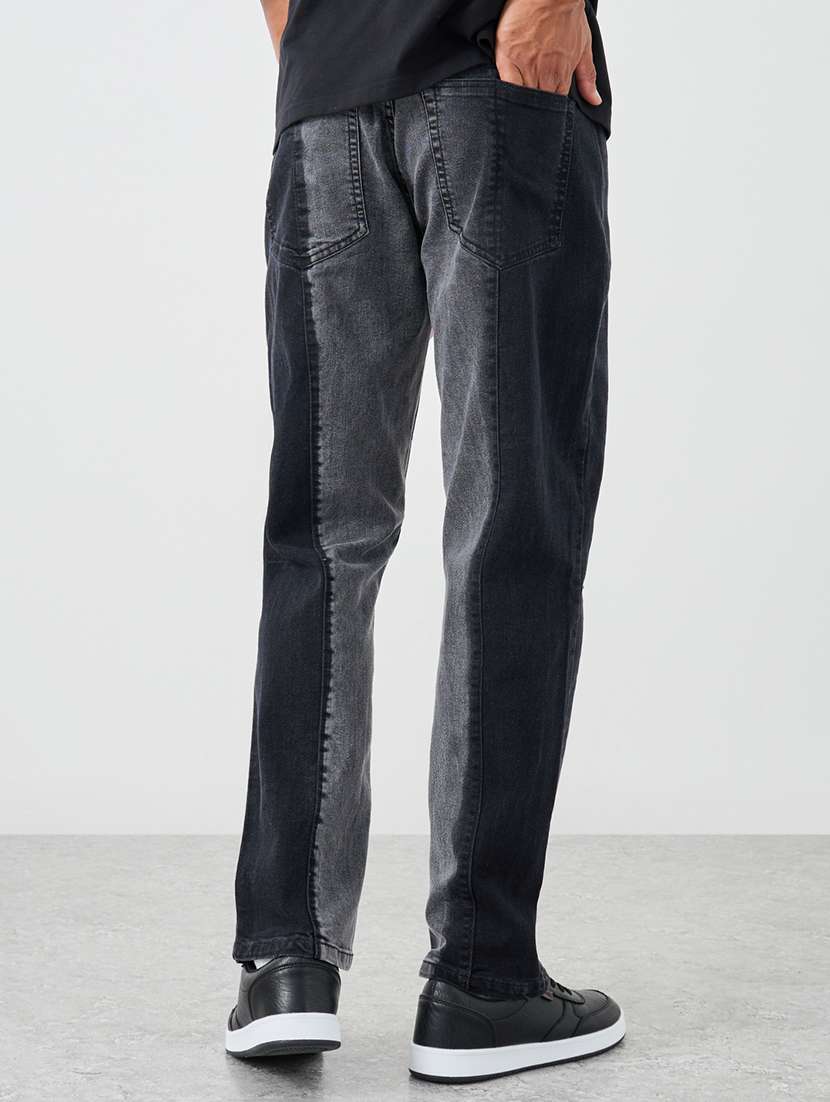 men color blocked mid rise straight fit jeans - 21970947 - Standard Image - 1