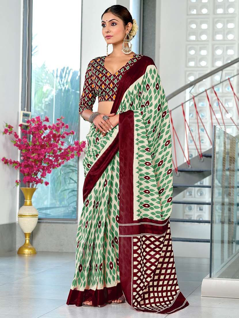 women printed casual wear saree with blouse