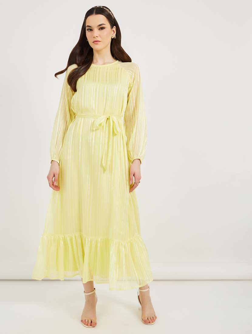 women striped puff sleeve tiered dress - 21971060 -  Standard Image - 1