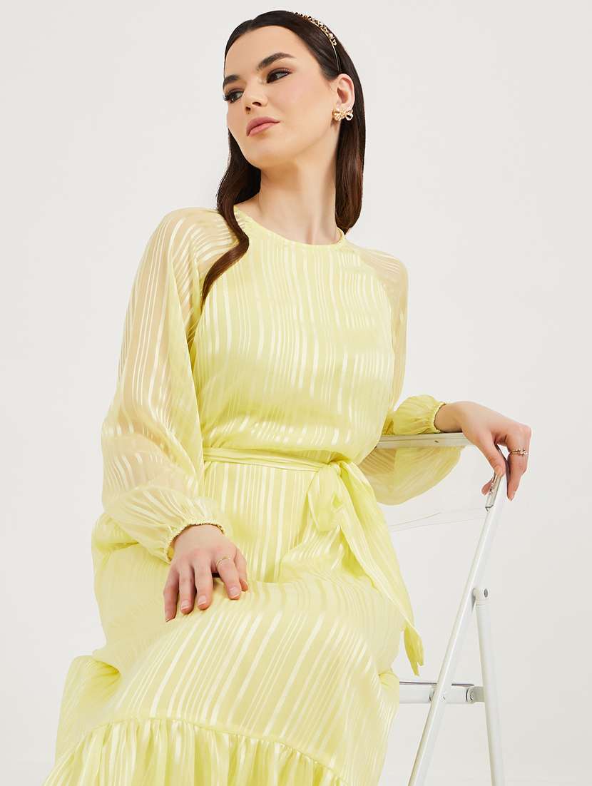 women striped puff sleeve tiered dress - 21971060 -  Standard Image - 4