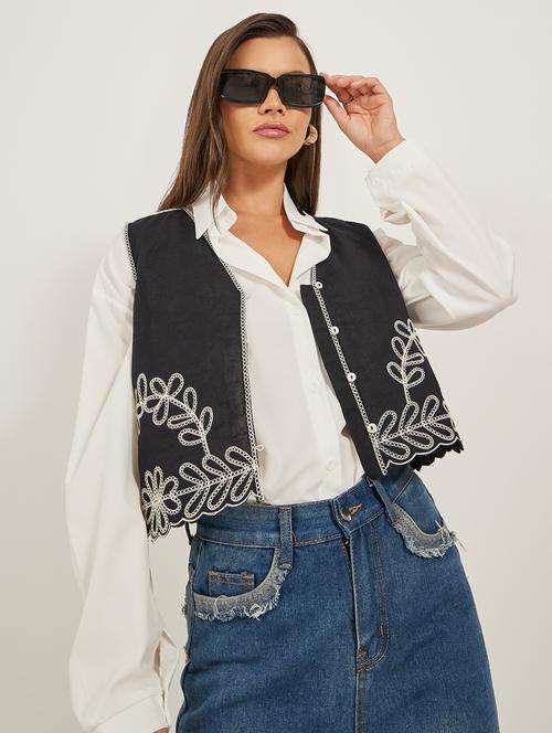 women embroidered sleeveless vest top - 21971062 - Standard Image - 0