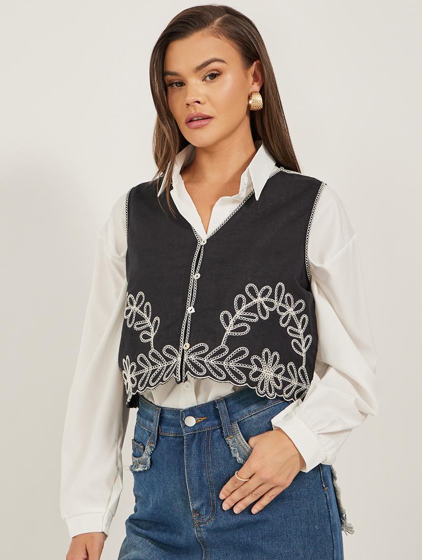 women embroidered sleeveless vest top - 21971062 -  Standard Image - 1
