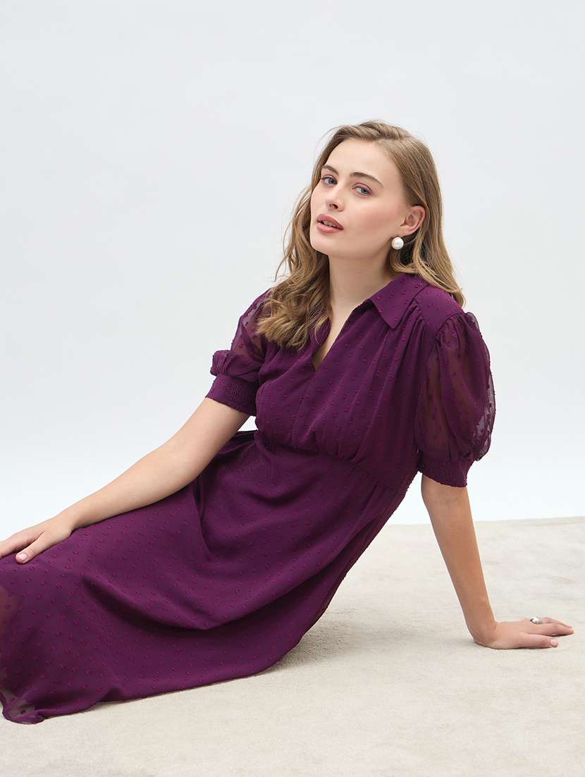 women solid fkared sleeve a-line dress - 21971117 -  Standard Image - 4