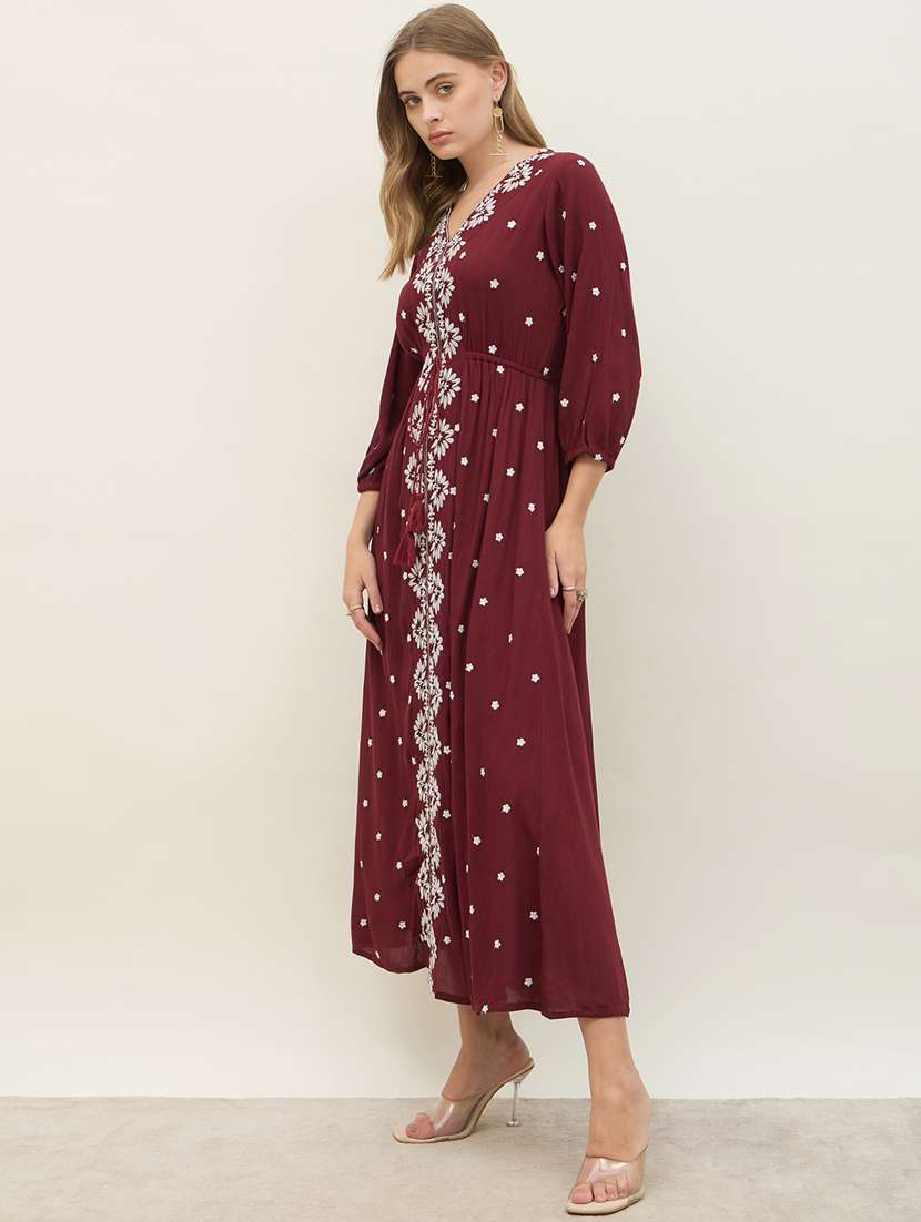 women embroidered long sleeve a-line dress - 21971129 -  Standard Image - 1