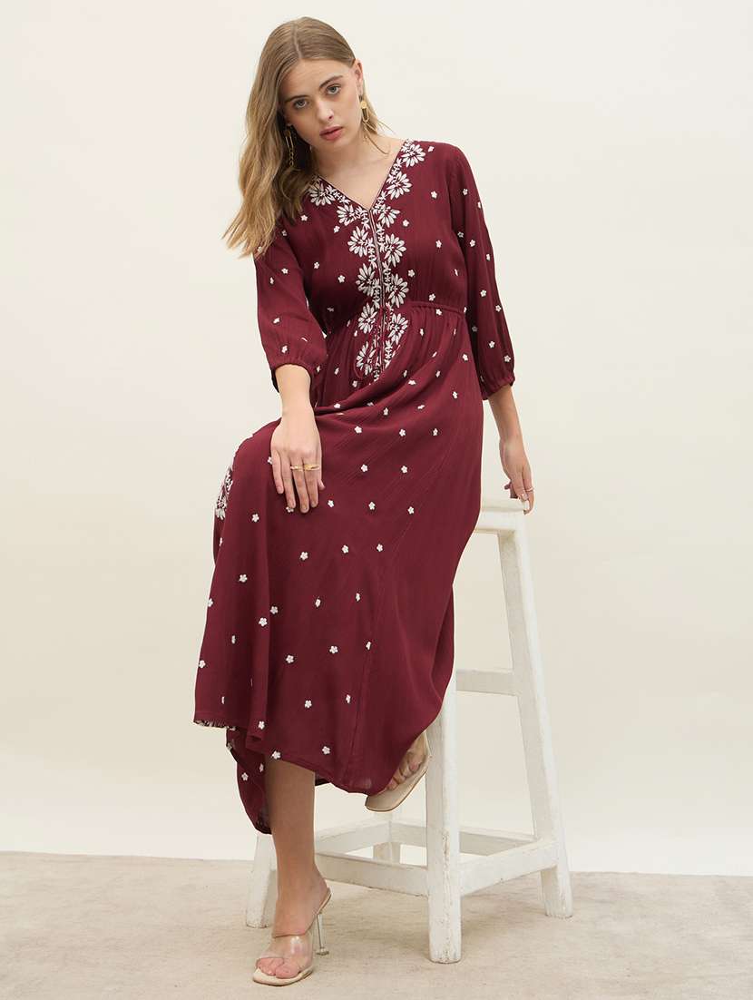 women embroidered long sleeve a-line dress - 21971129 -  Standard Image - 4