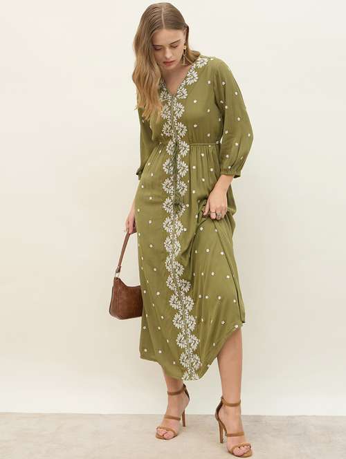 women embroidered long sleeve a-line dress - 21971130 -  Standard Image - 0