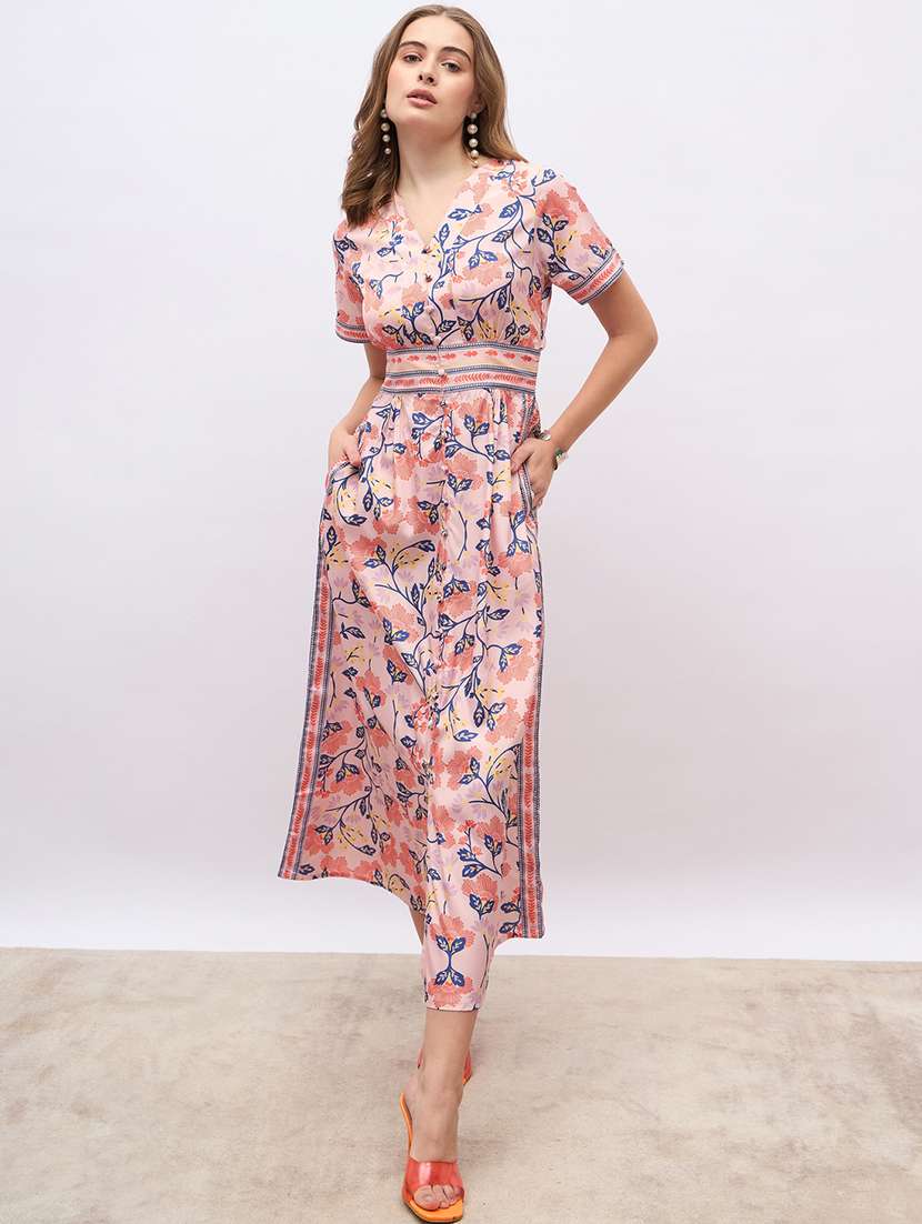 women printed short sleeve a-line dress