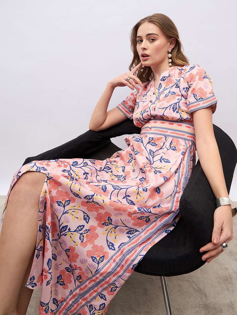 women printed short sleeve a-line dress - 21971131 -  Standard Image - 4