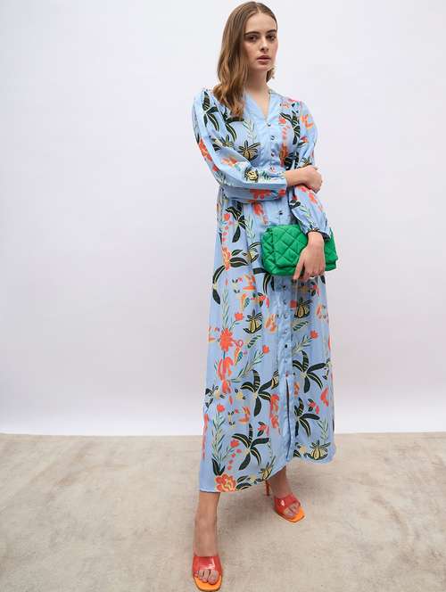 women printed puff sleeve shirt dress - 21971132 -  Standard Image - 0