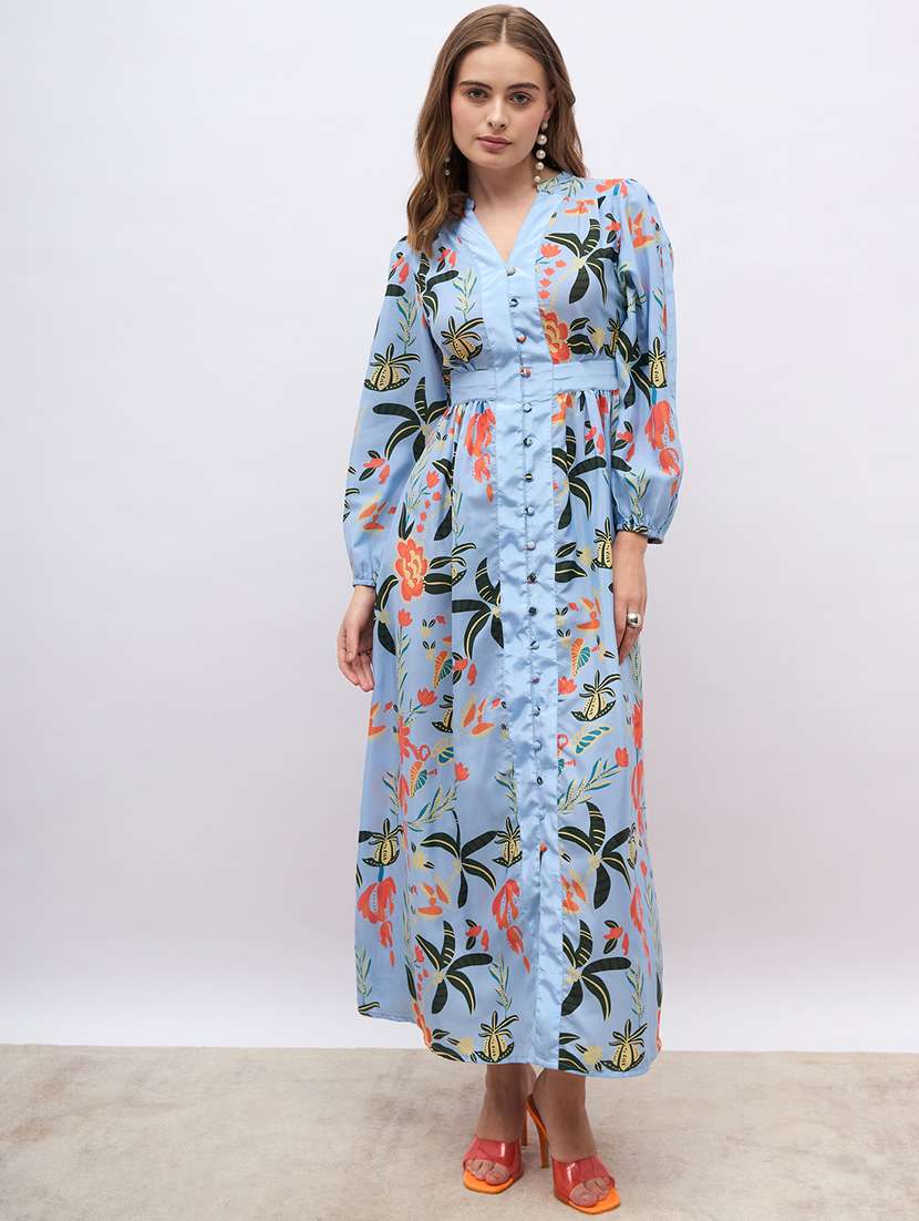 women printed puff sleeve shirt dress - 21971132 -  Standard Image - 1