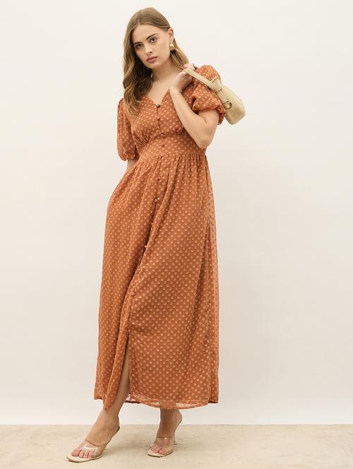 women self designed puff sleeve a-line maxi dress - 21971139 - Standard Image - 0